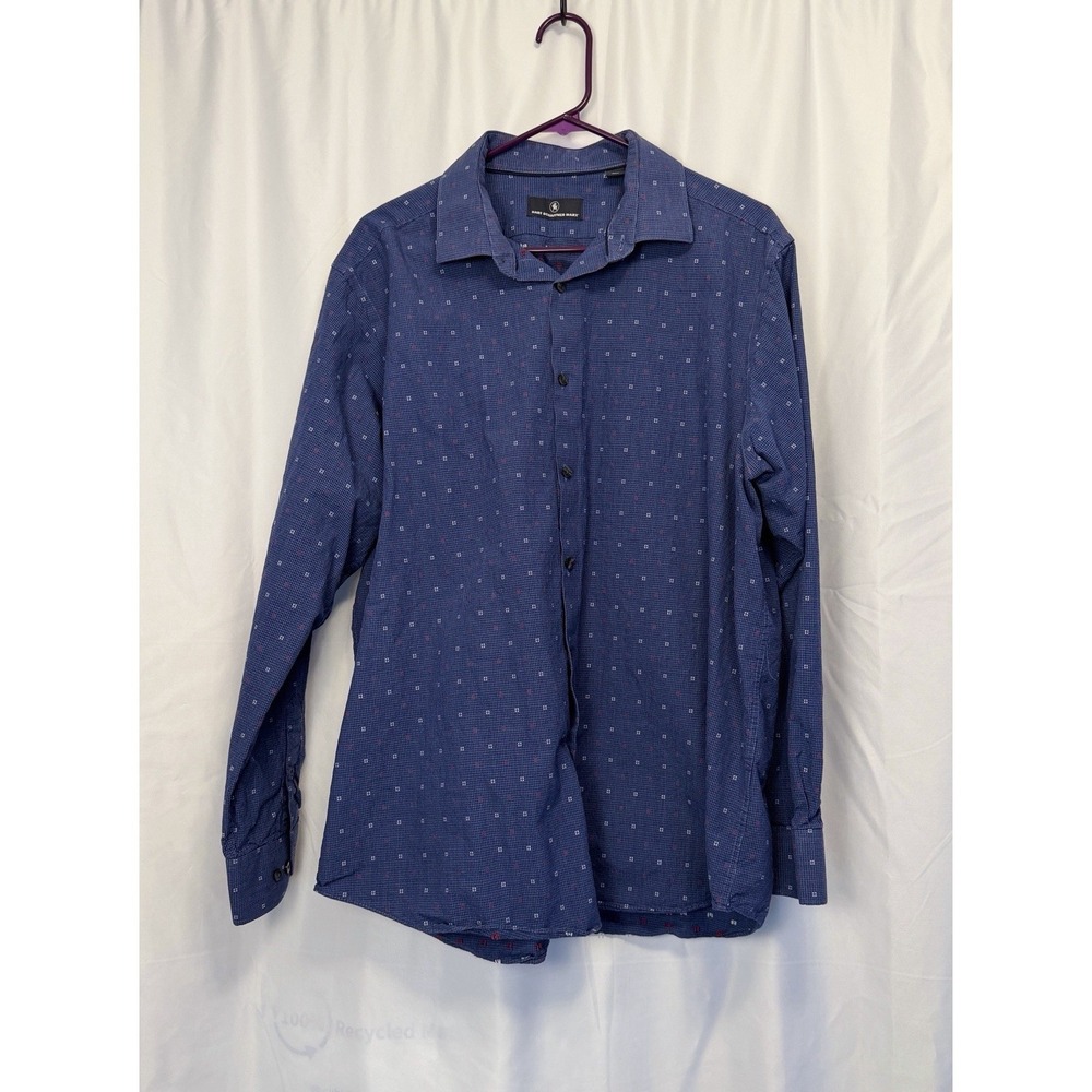 Hart Schaffner Marx Men'sXL Blue Geometric Button Up Shirt
